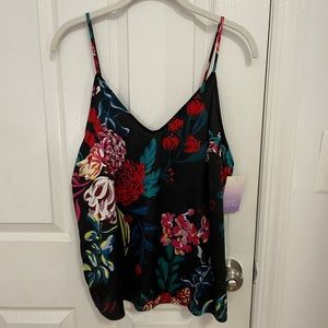 NWT stars above black floral top
